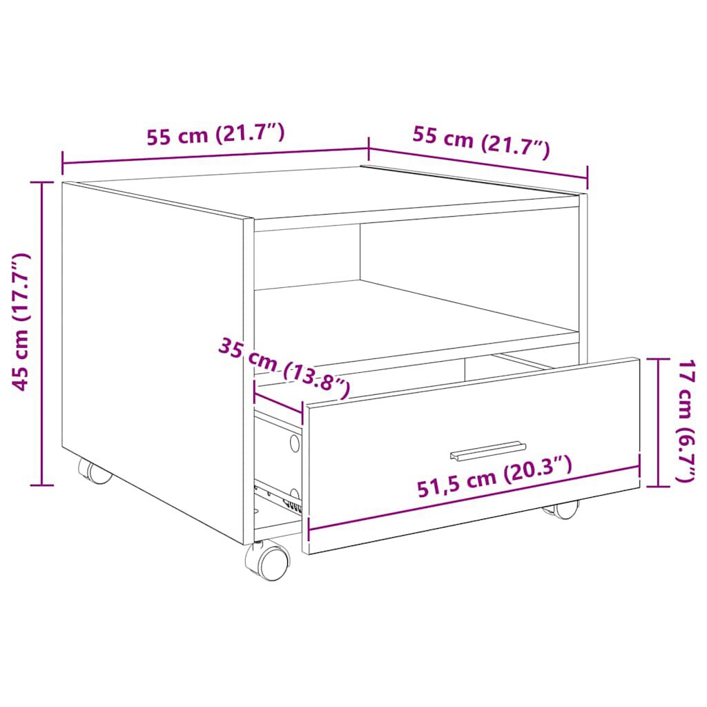 vidaXL Τραπεζάκι σαλονιού with Drawer Παλαιό ξύλο 55 x 55 x 45 cm