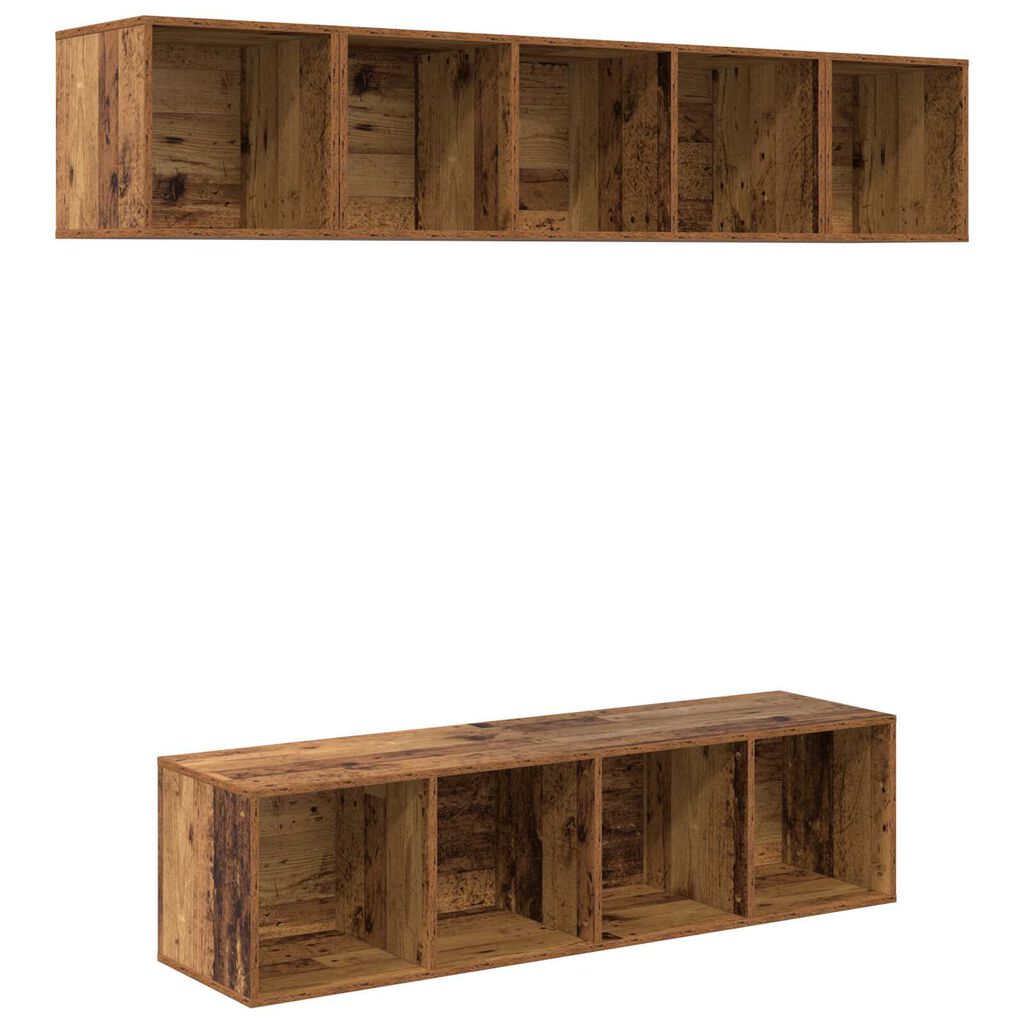vidaXL Σετ επίπλου τηλεόρασης 4 pcs Παλιό ξύλο 37 x 37 x 142.5 εκ