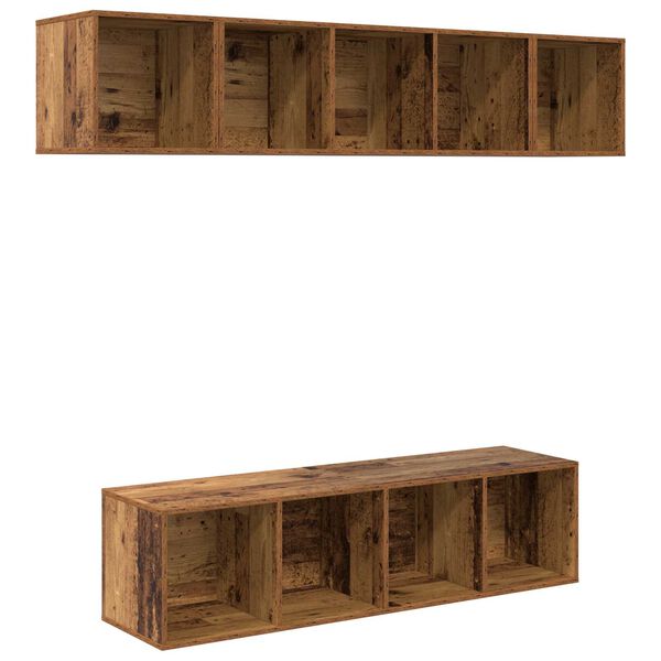 vidaXL Σετ επίπλου τηλεόρασης 4 pcs Παλιό ξύλο 37 x 37 x 142.5 εκ