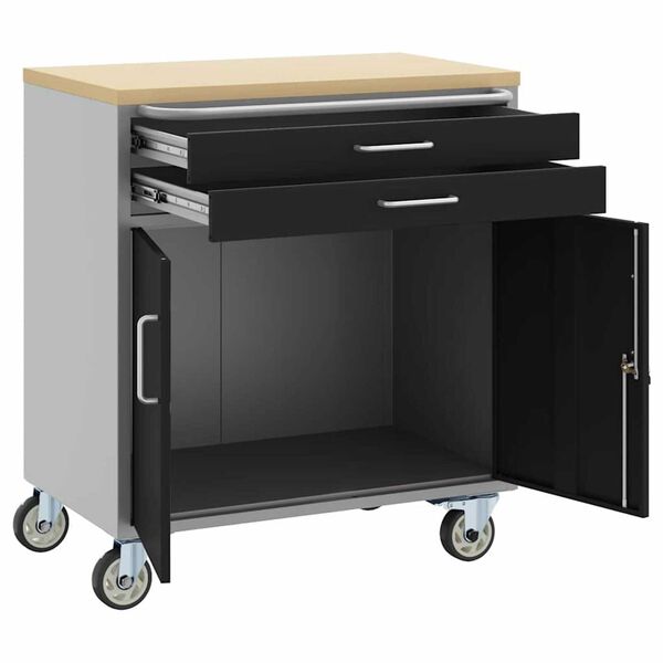 vidaXL Εργαστήριο με συρτάρι Μαύρο και γκρι 75 x 45 x 85 εκ.