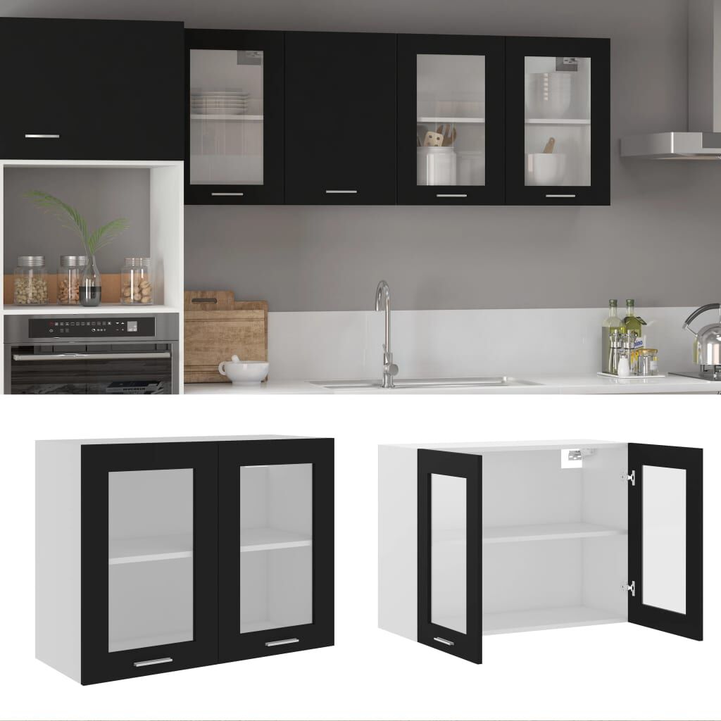vidaXL Ντουλάπι Κρεμαστό με Τζάμι Lyon Μαύρο 80x31x60εκ. από