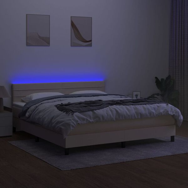 vidaXL &Kappa;&rho;&epsilon;&beta;ά&tau;&iota; Boxspring &mu;&epsilon; &Sigma;&tau;&rho;ώ&mu;&alpha; & LED &Kappa;&rho;&epsilon;&mu; 180x200 &epsilon;&kappa;. &Upsilon;&phi;&alpha;&sigma;&mu;ά&tau;&iota;&nu;&omicron;