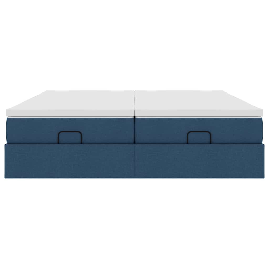 vidaXL Οθωμανικό κρεβάτι με στρώματα μπλε 180x200cm ύφασμα