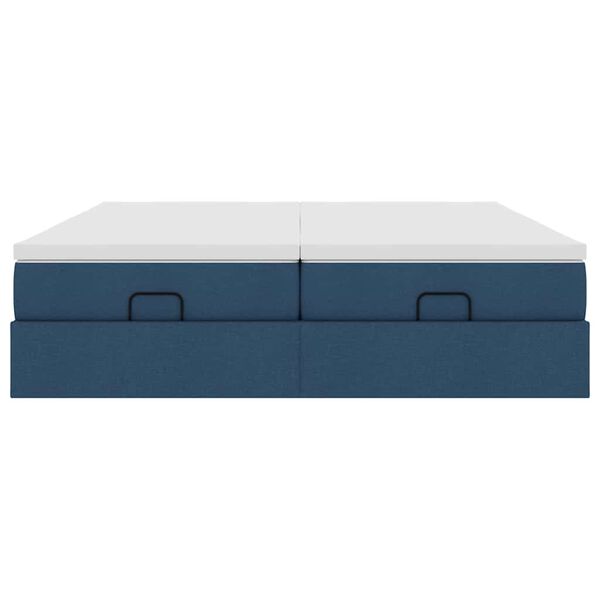 vidaXL Οθωμανικό κρεβάτι με στρώματα μπλε 180x200cm ύφασμα