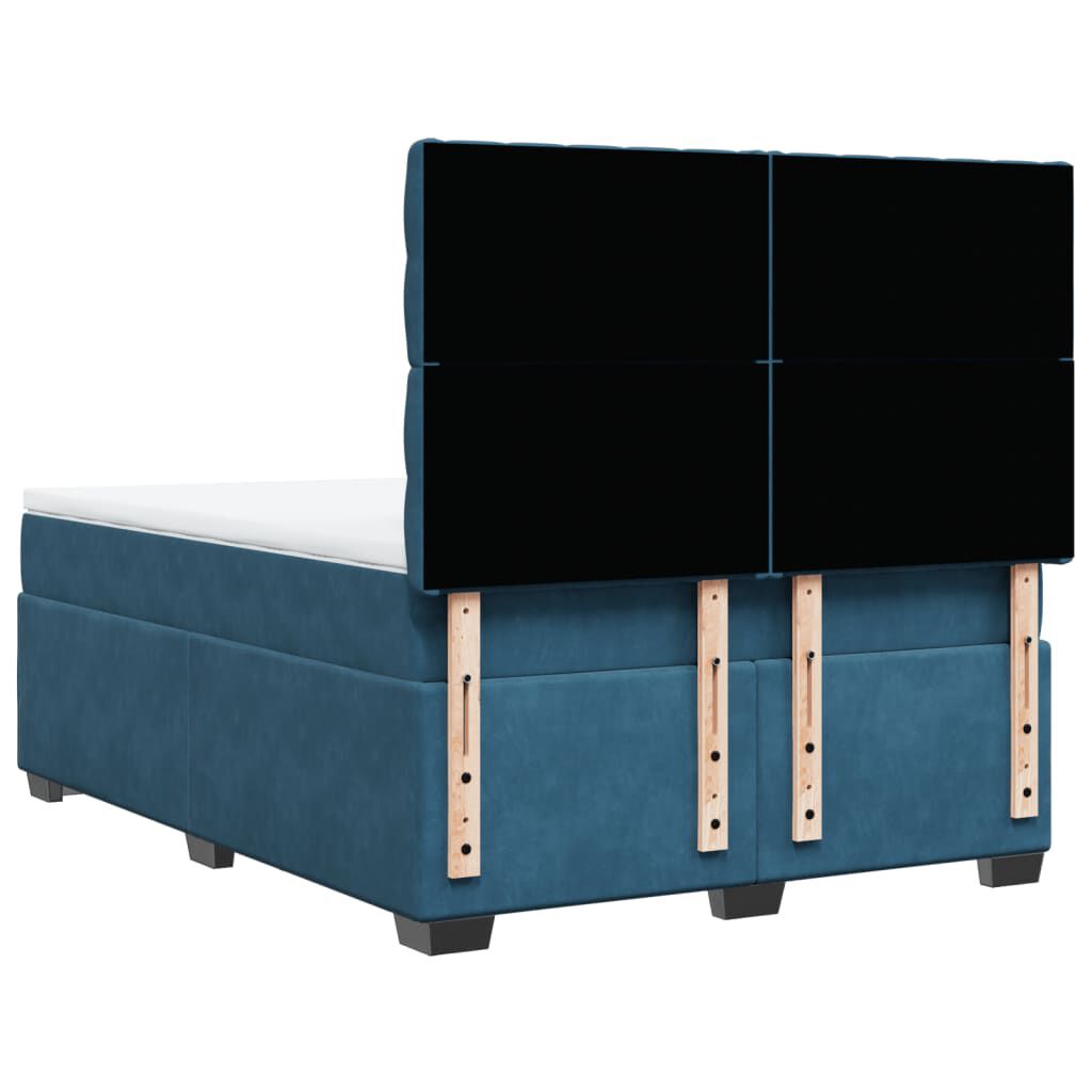vidaXL Κρεβάτι Boxspring με Στρώμα Μπλε 140x190 εκ. Βελούδινο