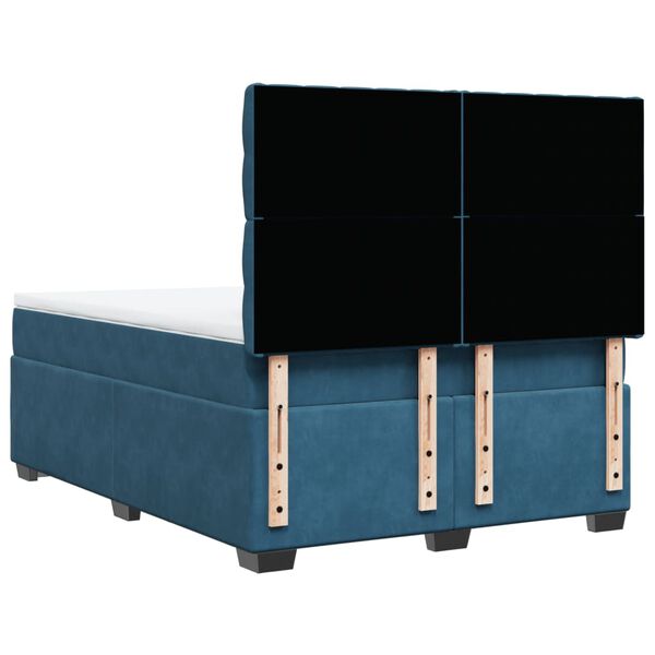 vidaXL Κρεβάτι Boxspring με Στρώμα Μπλε 140x190 εκ. Βελούδινο