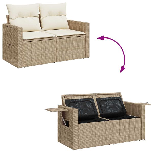 vidaXL Σετ Καναπέ Κήπου 9 pcs μπεζ και κρεμ 90 x 55 x 71 cm