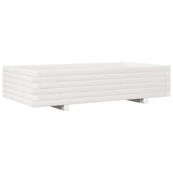 vidaXL Ζαρντινιέρα Κήπου Λευκή 110x60x26,5 εκ. από Μασίφ Ξύλο Πεύκου