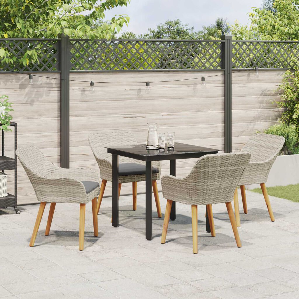 vidaXL Σετ τραπεζαρίας 5 pcs Ανοιχτό γκρι και Μαύρο Μέγεθος: Μεσαίο