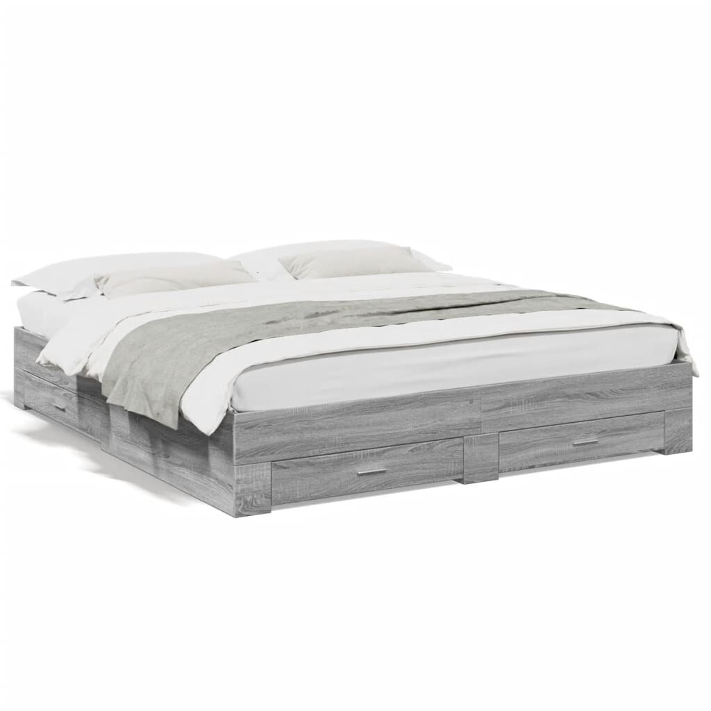 vidaXL Πλαίσιο Κρεβατιού με συρτάρια Γκρι sonoma 180x200εκ. Επεξ. Ξύλο