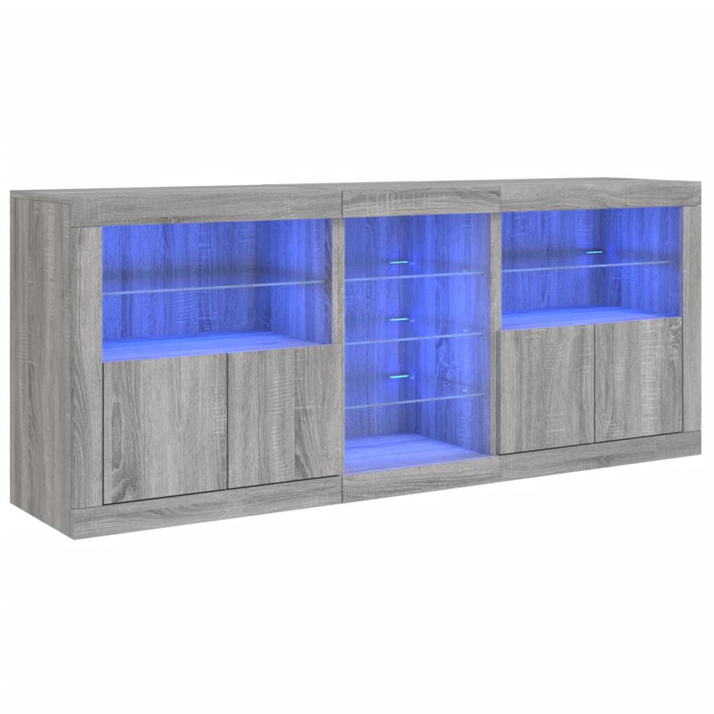 vidaXL Μπουφές με LED Γκρι Sonoma 181,5 x 37 x 67 εκ.
