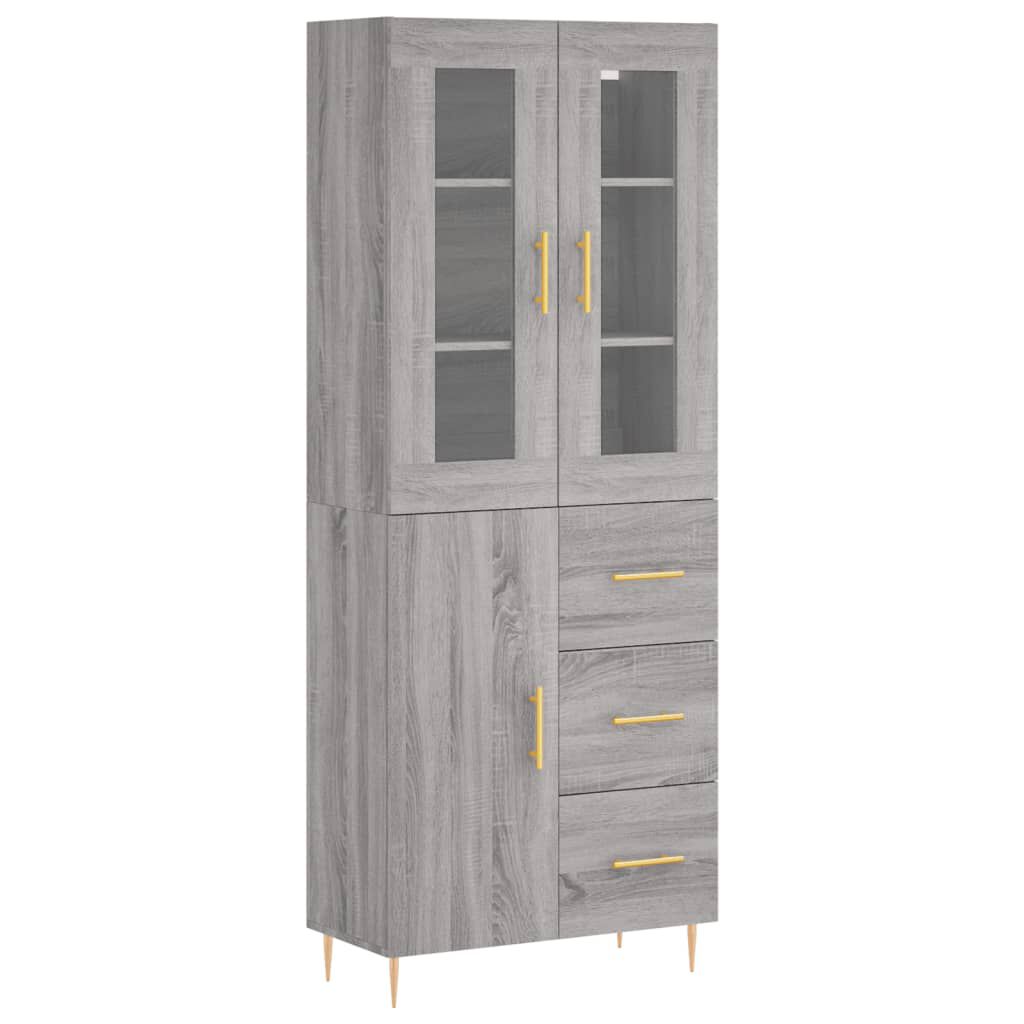 vidaXL Ντουλάπι Γκρι Sonoma 69,5 x 34 x 180 εκ. Επεξεργασμένο Ξύλο