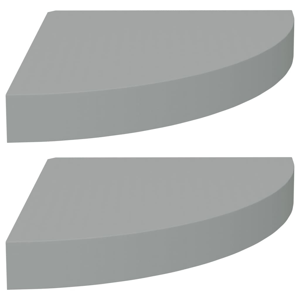vidaXL Ράφια Τοίχου Γωνιακά 2 τεμ. Γκρι 25x25x3,8 εκ. MDF