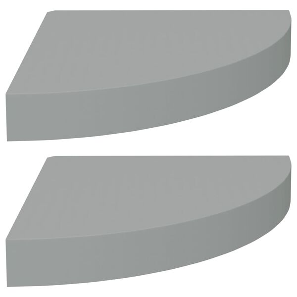 vidaXL Ράφια Τοίχου Γωνιακά 2 τεμ. Γκρι 25x25x3,8 εκ. MDF