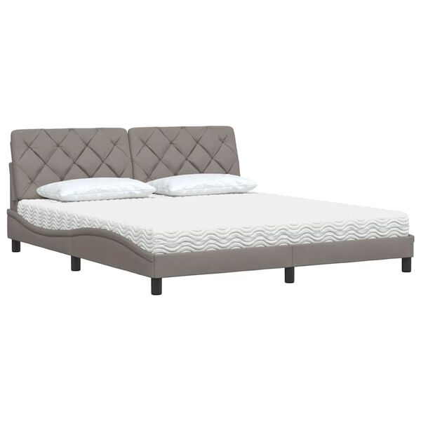 vidaXL Κρεβάτι με Στρώμα Taupe 180x200 εκ. Υφασμάτινο