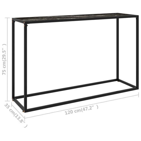 vidaXL Τραπέζι Κονσόλα Μαύρο 120 x 35 x 75 εκ. από Ψημένο Γυαλί