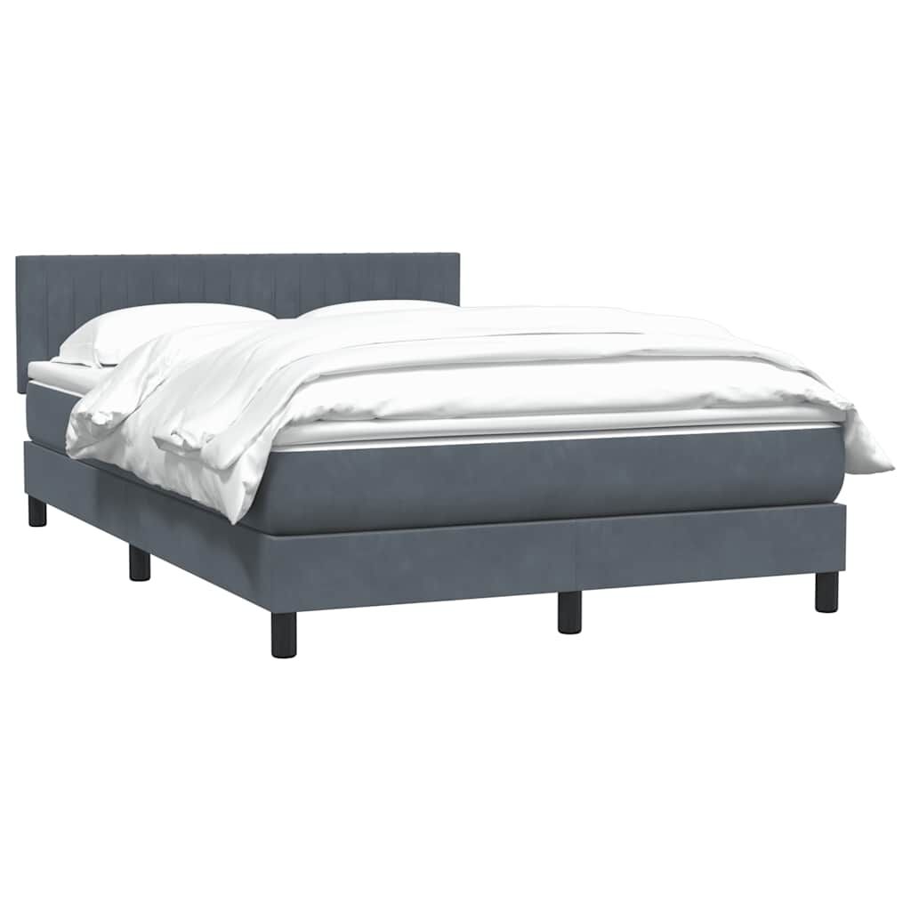 vidaXL Κρεβάτι Boxspring με Στρώμα Σκούρο Γκρι 140x210 εκ. Βελούδινο