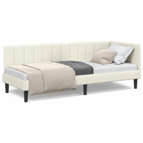 vidaXL Κρεβάτι Γωνίας με κεφαλάρι Κρεμ 80 x 200 cm Βελούδο