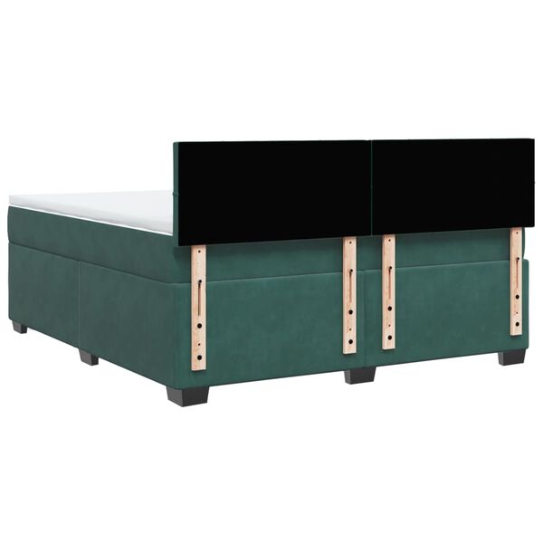 vidaXL Κρεβάτι Boxspring με Στρώμα Σκούρο Πράσινο 180x200εκ. Βελούδινο