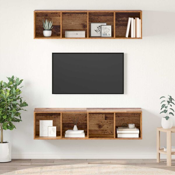 vidaXL Σετ επίπλου τηλεόρασης 2 pcs Παλιό ξύλο 37 x 37 x 142.5 εκ