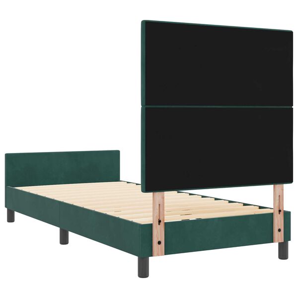 vidaXL Σκελετός Κρεβατιού Σκούρο πράσινο 90 x 190 cm Βελούδο