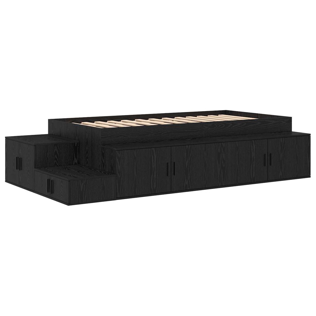 vidaXL Κρεβάτι Αποθήκευσης Μαύρο Καφέ 90x200 cm