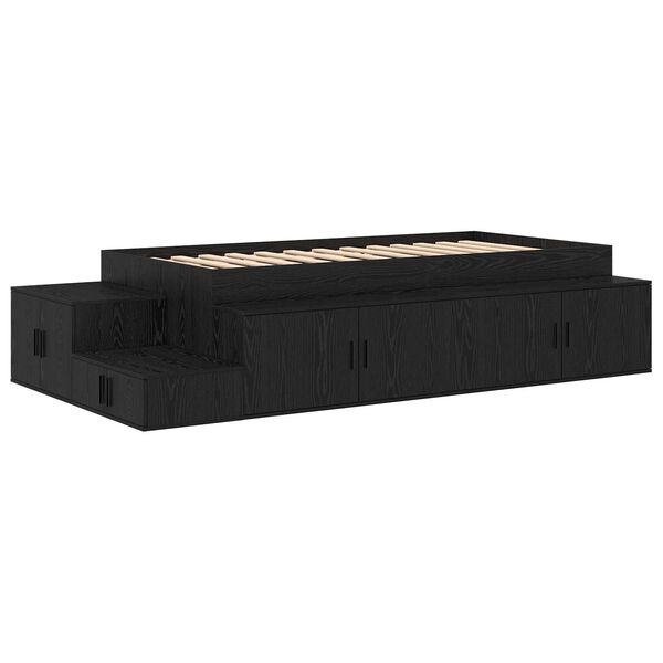 vidaXL Κρεβάτι Αποθήκευσης Μαύρο Καφέ 90x200 cm