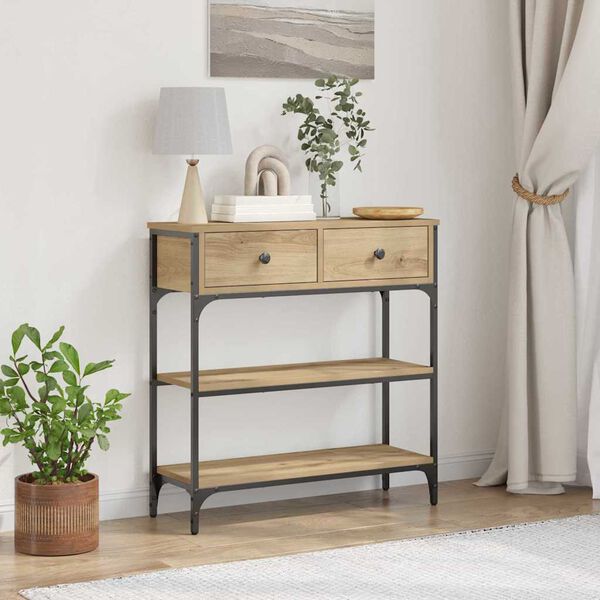 vidaXL Τραπέζι Κονσόλας με συρτάρι artisan δρυς 72.5 x 25 x 75 εκ