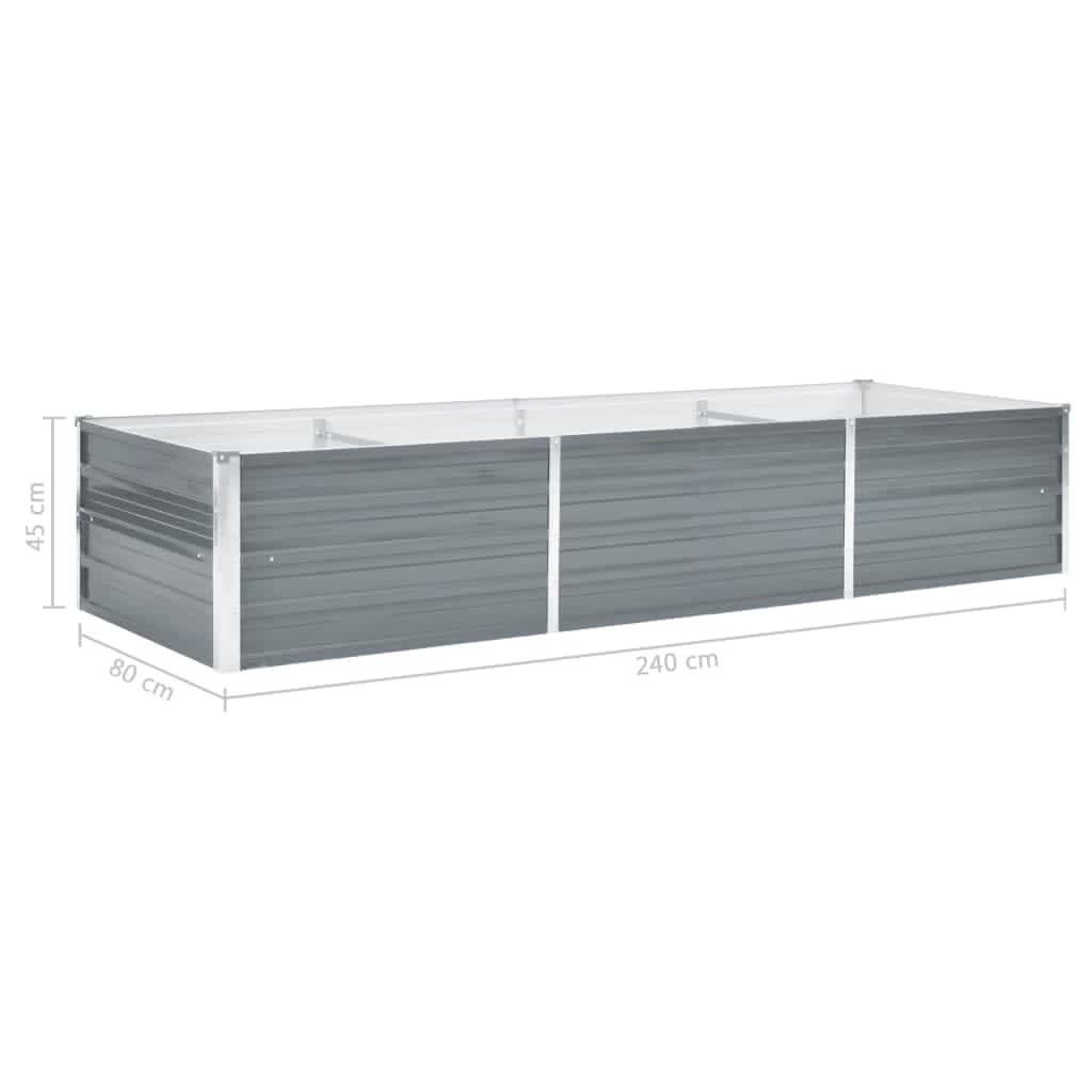 vidaXL Ζαρντινιέρα Υπερυψωμένη Γκρι 240x80x45 εκ. Γαλβανισμ. Χάλυβας