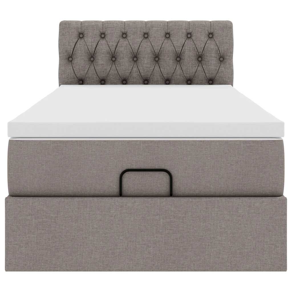 vidaXL Οθωμανικό κρεβάτι με στρώμα Taupe 100x200cm ύφασμα