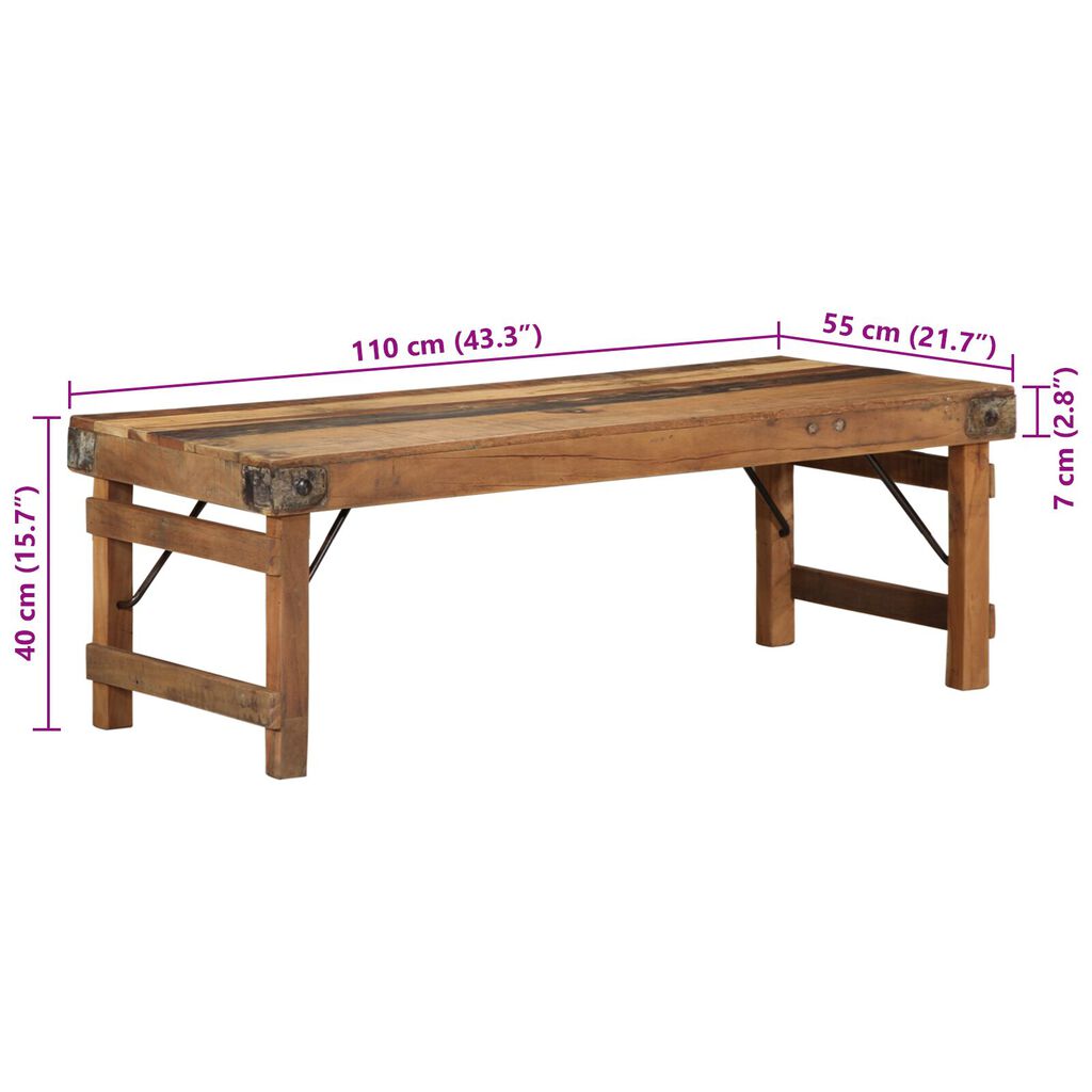 vidaXL Τραπεζάκι σαλονιού 110x55x40 εκ. από μασίφ ανακυκλωμένο ξύλο