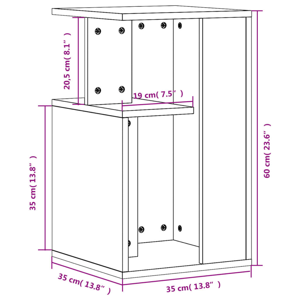 vidaXL Βοηθητικό Τραπέζι Sonoma Δρυς 35x35x60 εκ. Επεξεργασμένο Ξύλο