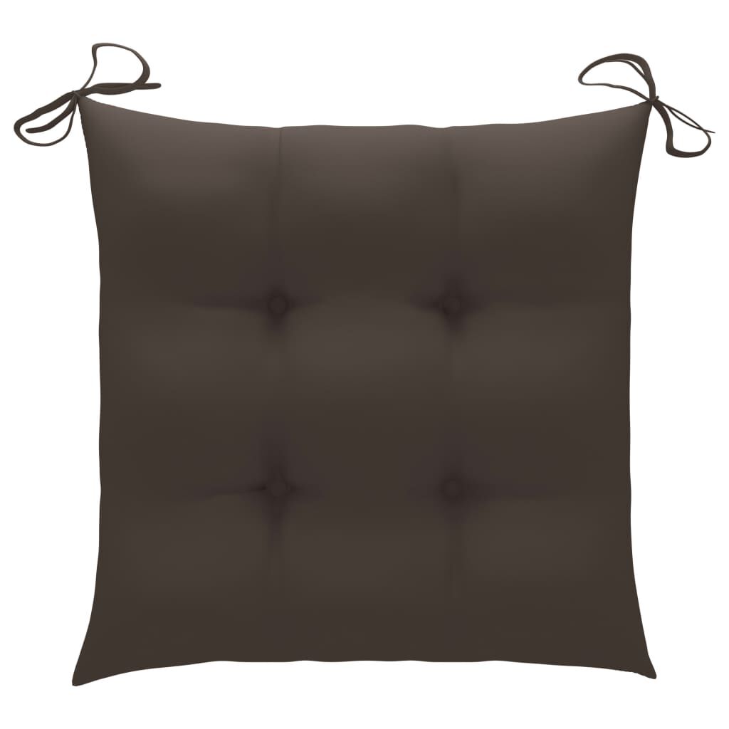 vidaXL Καρέκλες Τραπεζαρίας 4 τεμ. Μασίφ Ξύλο Teak με Taupe Μαξιλάρια