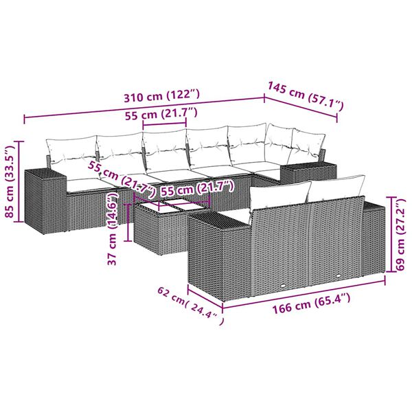vidaXL &Sigma;&alpha;&lambda;ό&nu;&iota; &Kappa;ή&pi;&omicron;&upsilon; &Sigma;&epsilon;&tau; 9 &Tau;&epsilon;&mu;&alpha;&chi;ί&omega;&nu; &Gamma;&kappa;&rho;&iota; &Sigma;&upsilon;&nu;&theta;&epsilon;&tau;&iota;&kappa;ό &Rho;&alpha;&tau;ά&nu; &mu;&epsilon; &Mu;&alpha;&xi;&iota;&lambda;ά&rho;&iota;&alpha;