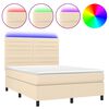 vidaXL &Kappa;&rho;&epsilon;&beta;ά&tau;&iota; Boxspring &mu;&epsilon; &Sigma;&tau;&rho;ώ&mu;&alpha; & LED &Kappa;&rho;&epsilon;&mu; 140x200 &epsilon;&kappa;. &Upsilon;&phi;&alpha;&sigma;&mu;ά&tau;&iota;&nu;&omicron;