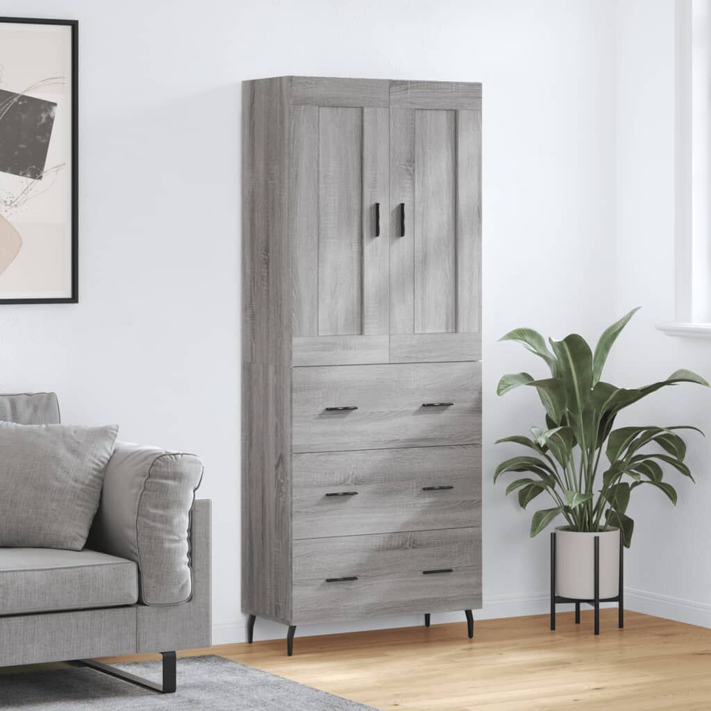 vidaXL Ντουλάπι Γκρι Sonoma 69,5 x 34 x 180 εκ. Επεξεργασμένο Ξύλο