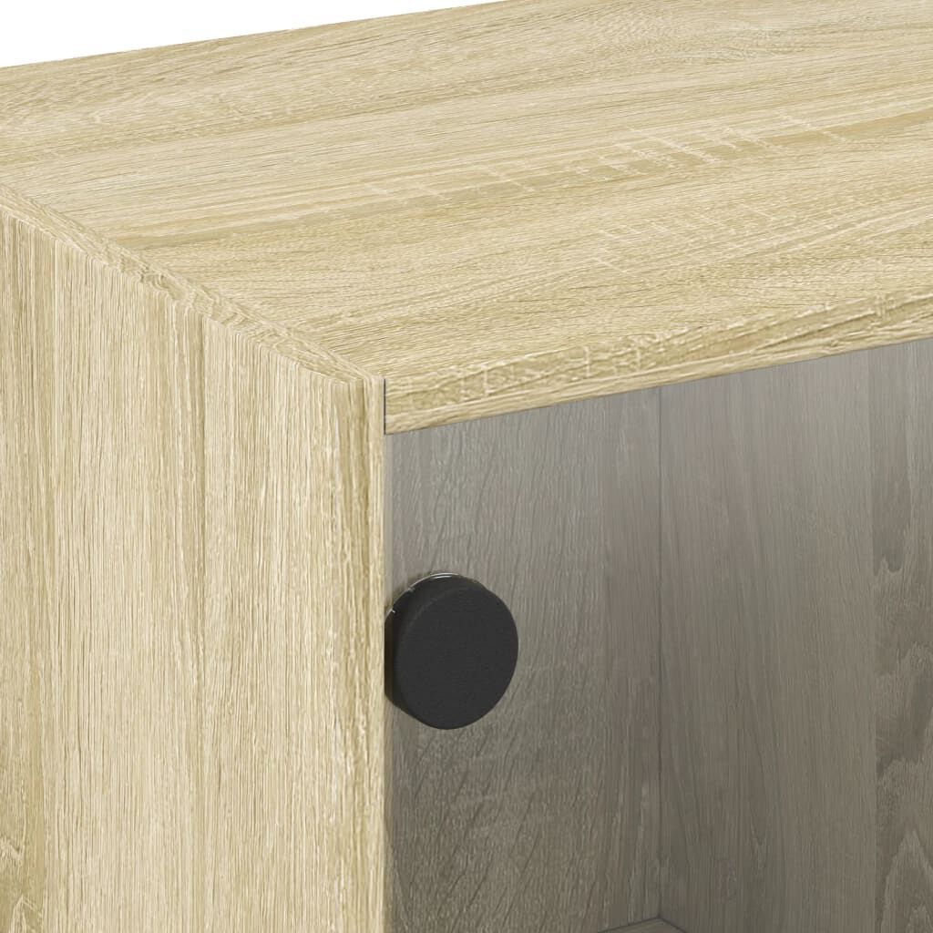 vidaXL Βοηθητικό Ντουλάπι Sonoma Δρυς 68x37x42 εκ. με Γυάλινες Πόρτες