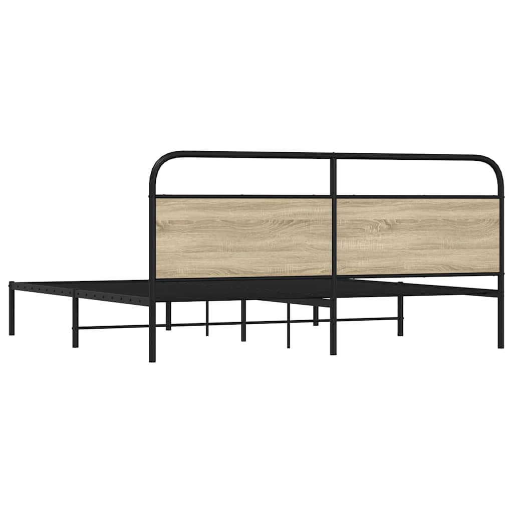 vidaXL Σκελετός Κρεβ. Χωρίς Στρώμα Sonoma Δρυς 180x200 εκ. Μεταλλικό