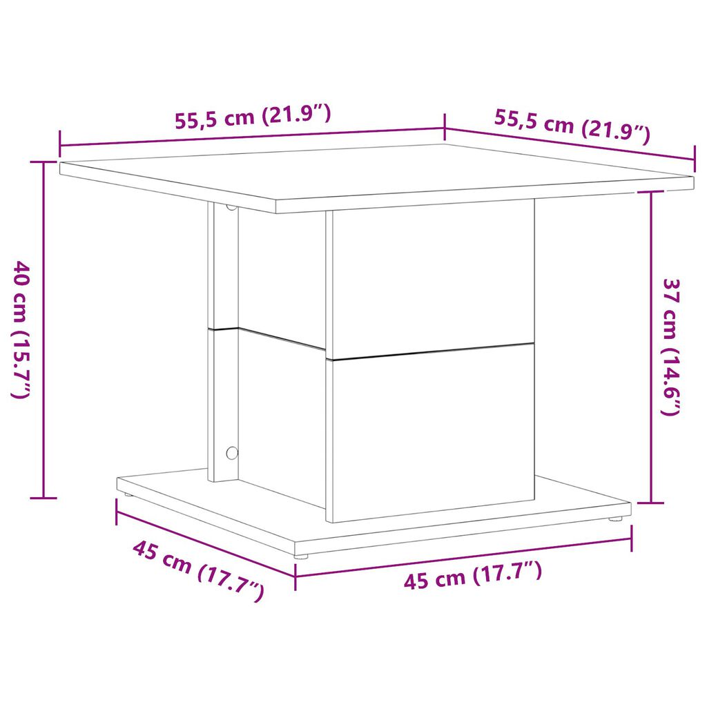 vidaXL Τραπεζάκι σαλονιού Μαύρη δρυς 55.5 x 55.5 x 40 cm