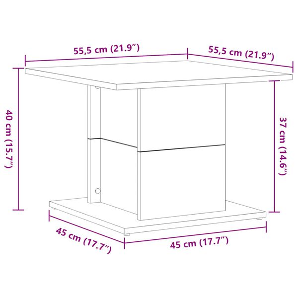 vidaXL Τραπεζάκι σαλονιού Μαύρη δρυς 55.5 x 55.5 x 40 cm