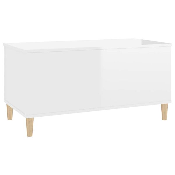 vidaXL Τραπεζάκι Σαλονιού Γυαλ. Λευκό 90x44,5x45 εκ. Επεξεργ. Ξύλο