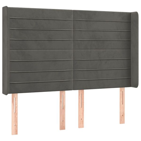vidaXL Κρεβάτι Boxspring με Στρώμα & LED Σκ. Γκρι 140x190εκ. Βελούδινο