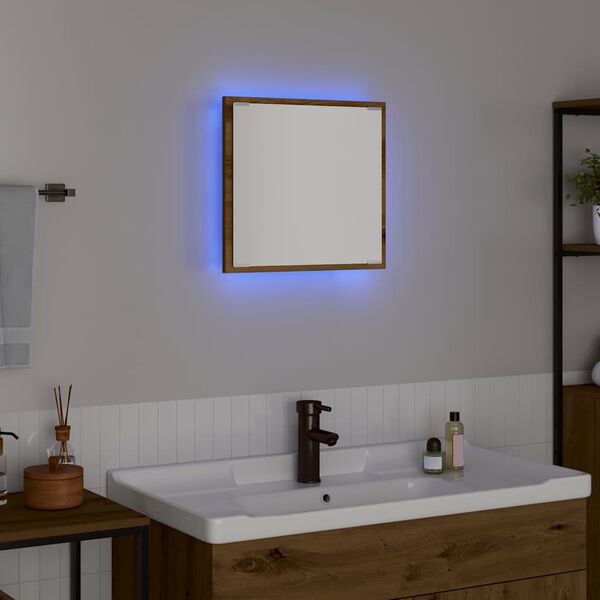 vidaXL Καθρέφτης μπάνιου LED Επιτοίχιο Artisan Oak 40 x 37 x 8.5 εκ.
