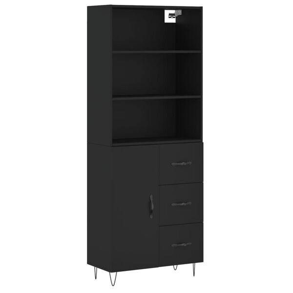vidaXL Ντουλάπι Μαύρο 69,5x34x180 εκ. από Επεξεργασμένο Ξύλο