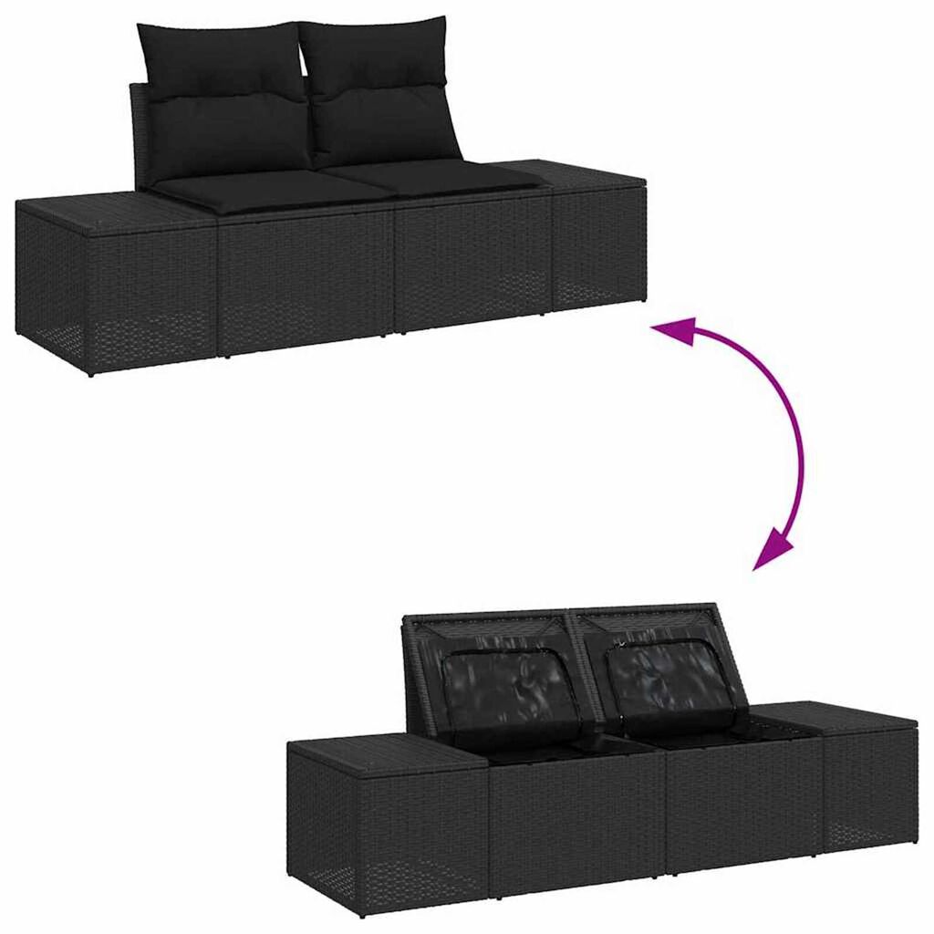 vidaXL Σετ Καναπέ Κήπου με αποθήκευση 10 pcs Μαύρο Πολυ ράταν