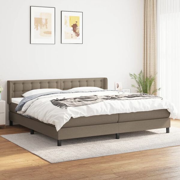 vidaXL &Kappa;&rho;&epsilon;&beta;ά&tau;&iota; Boxspring &mu;&epsilon; &Sigma;&tau;&rho;ώ&mu;&alpha; Taupe 200x200 &epsilon;&kappa;. &Upsilon;&phi;&alpha;&sigma;&mu;ά&tau;&iota;&nu;&omicron;
