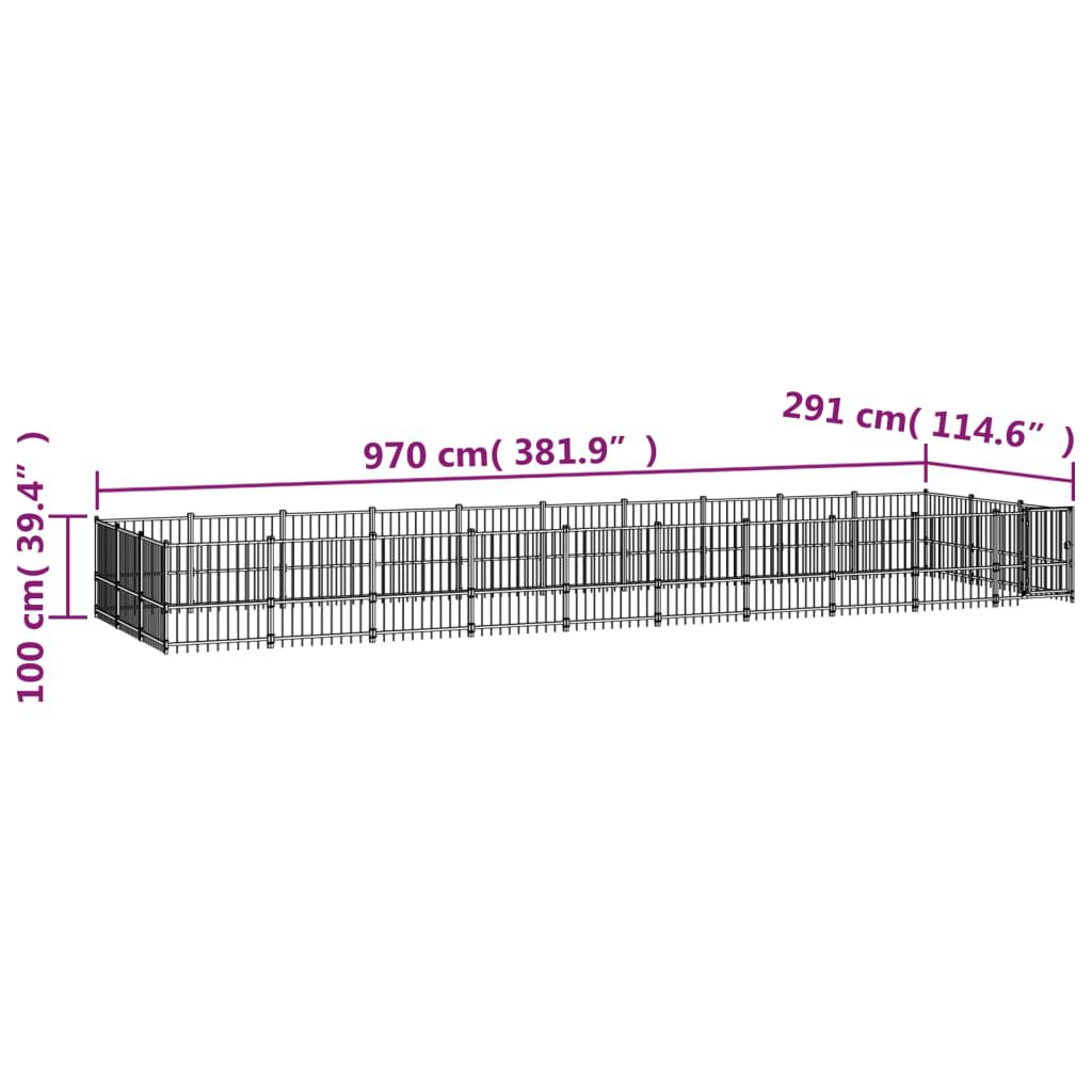 vidaXL Κλουβί Σκύλου Εξωτερικού Χώρου 28,23 μ² από Ατσάλι