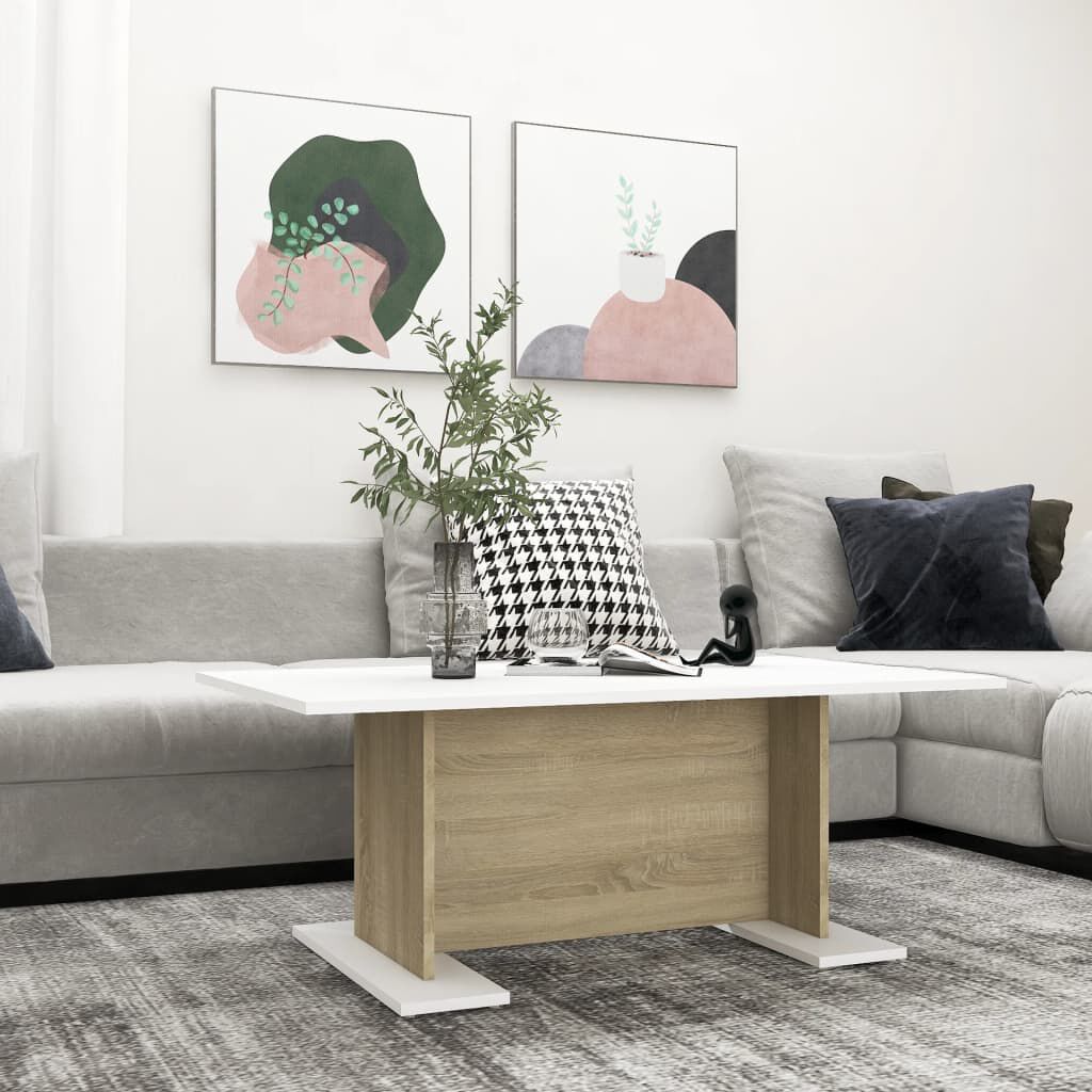 vidaXL Τραπεζάκι Σαλονιού Λευκό/Sonoma Δρυς 103,5x60x40 εκ Μοριοσανίδα