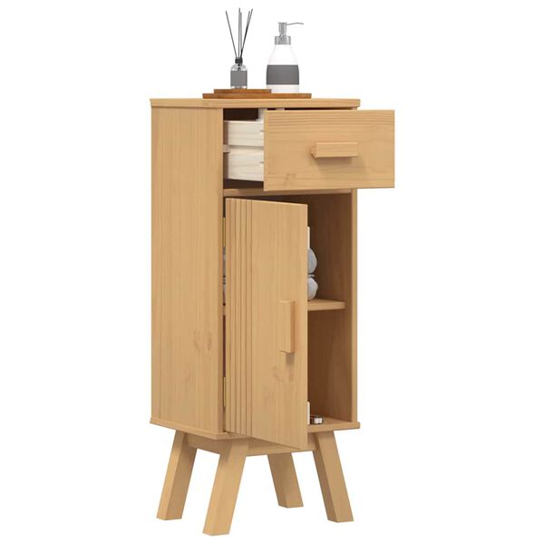 vidaXL Ντουλάπι Μπάνιου Olden Καφέ 35 x 30 x 90 cm Μασίφ ξύλο πεύκου