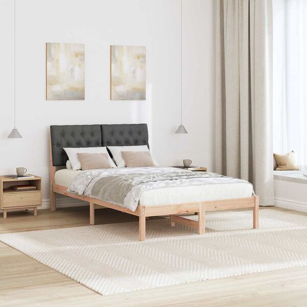 vidaXL Σκελετός Κρεβατιού με Επενδεδυμένο Κεφαλάρι Καφέ 120 x 200 cm